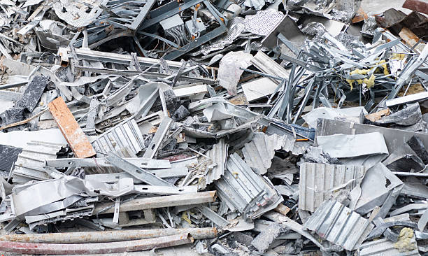 istock Aluminum industry extrusion at building construction site. Aluminum building system. Aluminum extrusion profile. Construction site storage with aluminum tubes. Steel extrusion. Industry material 2246225121