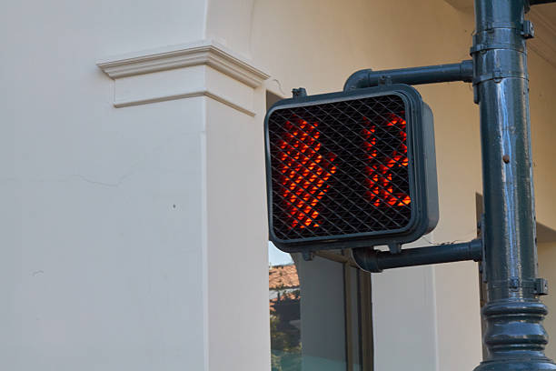 A bright red LED stop sign is clearly indicating to all drivers to halt traffic safely and ensure everyones safety