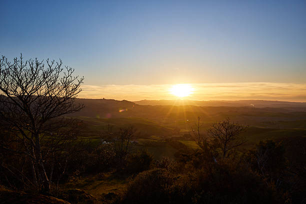 Stunning sunset view from Montenero near Volterra in Italy