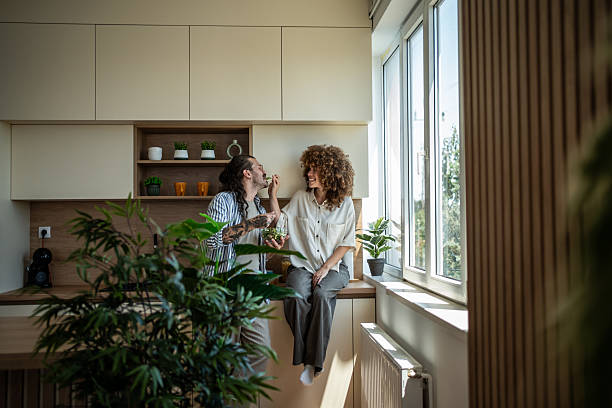 istock Young couple enjoying healthy meal in kitchen 2246227866