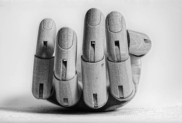 Wooden hand facing forwards with fingers showing