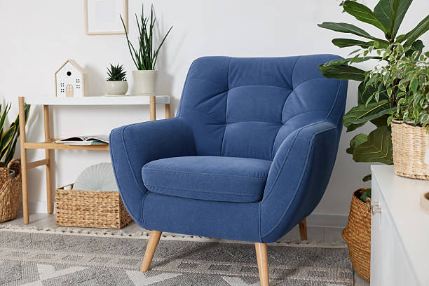 istock Comfortable blue armchair in living room. Interior design 2246233857