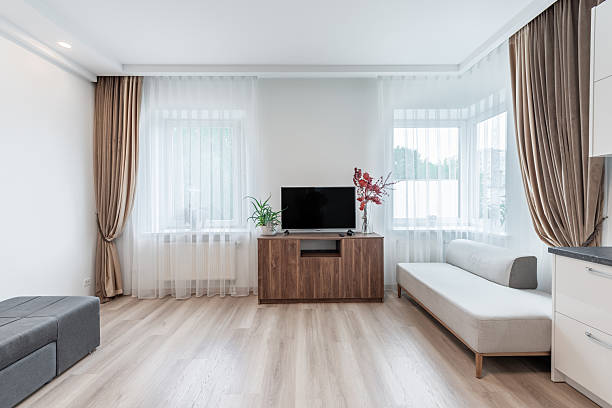 Blurred background of a small living room, concept for decorating modern style living.