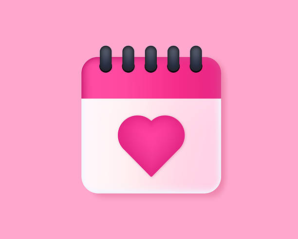 istock Calendar Date with Heart 3D. Daily wedding event schedule planner, valentines day. Menstrual calendar for control women cycle. Vector illustration. 2246248933