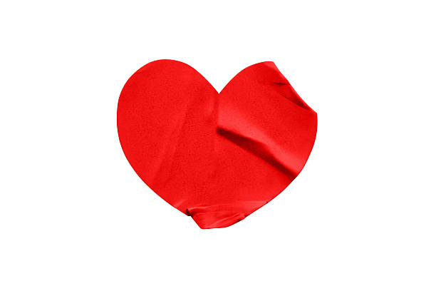 red heart shape sticker isolated on white background