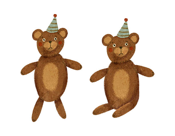 Delightful handmade cartoon bears with party hats are perfect for childrens themes and celebrations. They add joy to creative projects, making them ideal gifts or decor for festive occasions