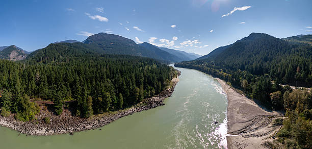 istock Panoramic River Winding Through Pine Forests Between Towering Mountains in British Columbia, Canada 2246260561
