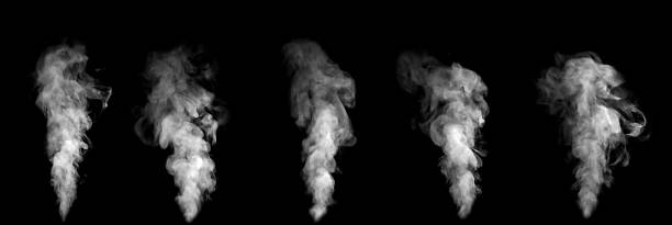 istock Realistic white smoke or steam isolated on a black background, perfect for design, special effects, or advertising use. Ideal for digital art, editing, and creative composition projects. 2246263769