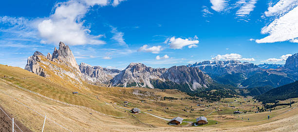 Seceda mountains dramatic cliffs in the Dolomites, South Tyrol, Italy.