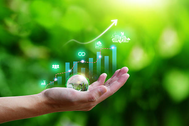 istock Carbon emission reduction target, Green economy and sustainability Net Zero future. Sustainable development, Energy goals 2025. CO2 emission graph, 2246278326