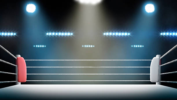 istock boxing ring with illumination by spotlights. - Illustration 2246278684