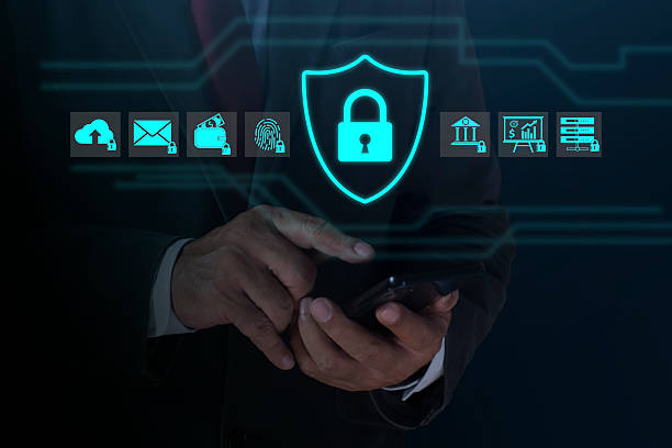 istock Cybersecurity and privacy concepts to protect data, Businessman using smartphone internet network security, protect business financial transaction data from cyber attack 2246282259