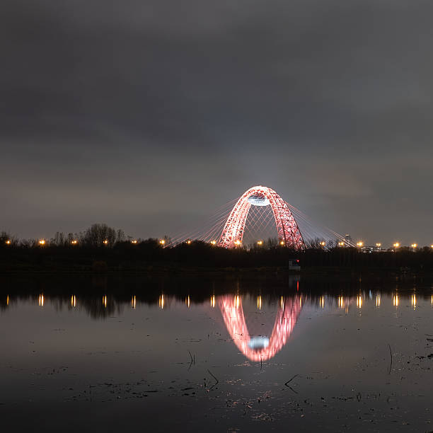 istock Stunning night view of Moscow's glowing bridge 2246283392