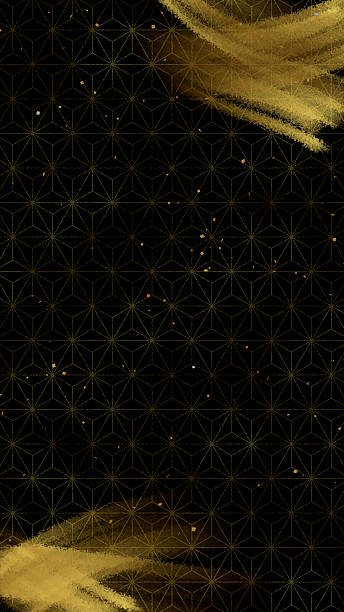 istock Elegant Japanese Asanoha Pattern with Golden Brush Strokes on Black Luxury Background 2246283589