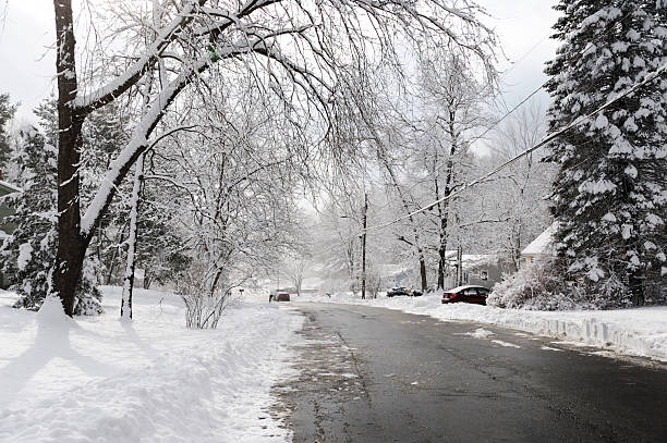 residential street after snow storm