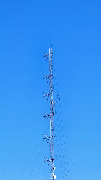 istock Vertical Low Angle Close Up Of Slender Telecommunications Mast 2246294277