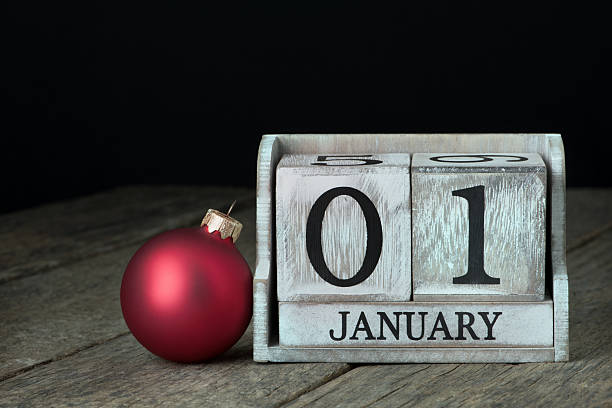 Block calendar date 01 and month january
