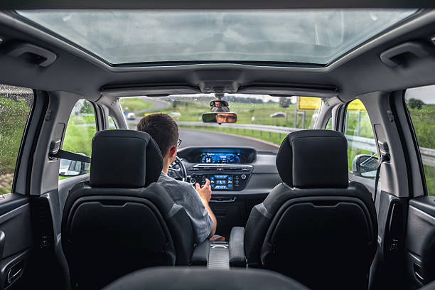 istock Driver gesturing during rainy drive. In car communication. 2246298282