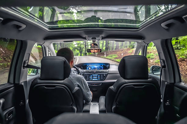 istock Driver on forest road in modern car. Eco travel. 2246298286