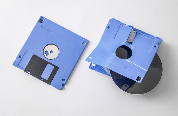 istock Blue broken and whole floppy disks on a white background 2246299886