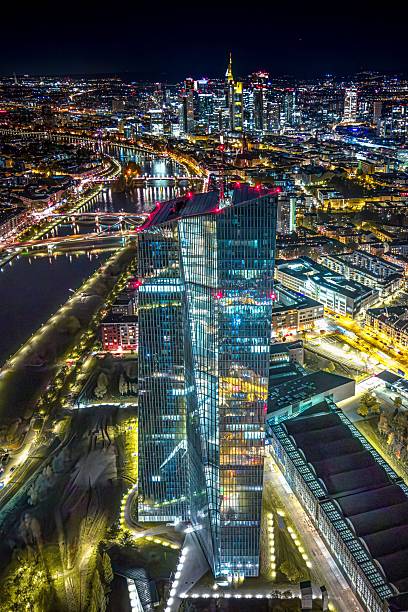 istock Frankfurt skyline at night with illuminated skyscrapers. 2246300073