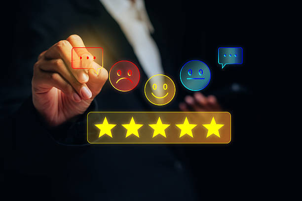 istock Hand touching five star rating with emotion icons, customer feedback satisfaction, quality assurance, positive experience, service improvement, user experience concept 2246315573