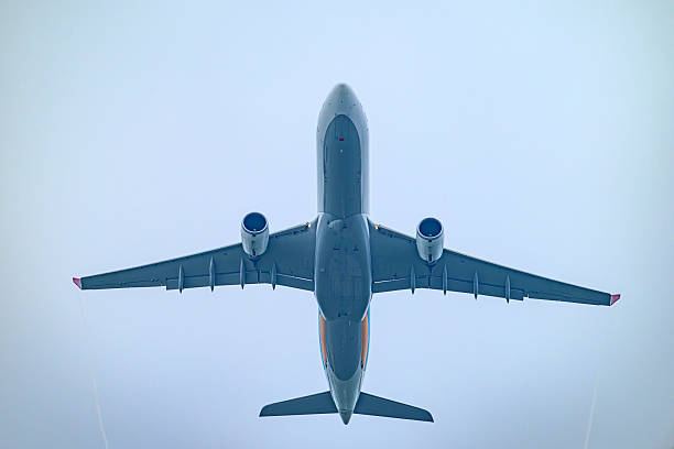 Passenger airplane ready for landing at Copenhagen airport