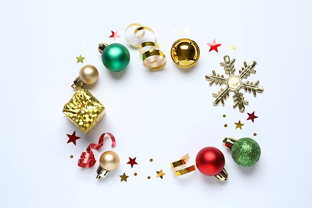 istock Festive Christmas background with various decorations, top view 2246319443