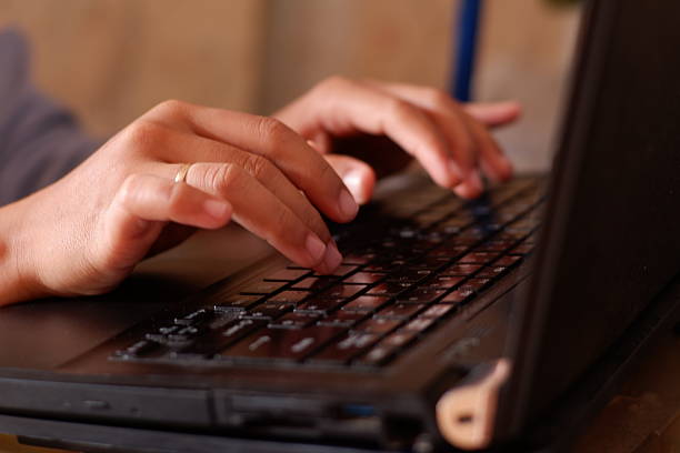 Laptop Typing Close-Up  Online Communication in Progress