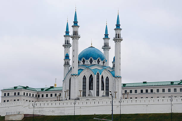 Al-Marjani Mosque in Old Tatar settlement in the historical centre of Kazan city in summer day. Tatarstan Republic, Russia.
