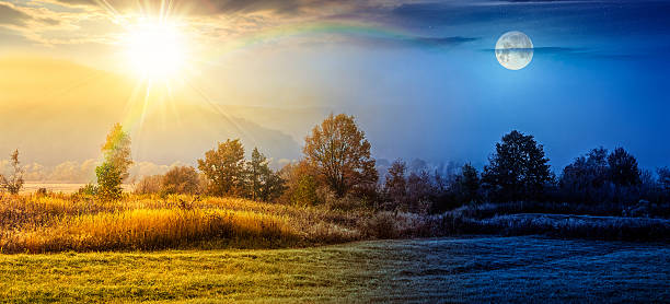 istock autumn landscape. day and night time change concept 2246325927