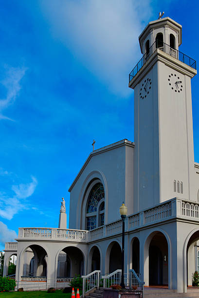 Hagåtña / Agana, Guam: Dulce Nombre de Maria Cathedral Basilica (Sweet name of Mary) - designed by Filipino architect / engineer Antonio Dimalanta - seat of the archbishop of the Roman Catholic Archdiocese of Agaña - built on the site of the orginal first Spanish church