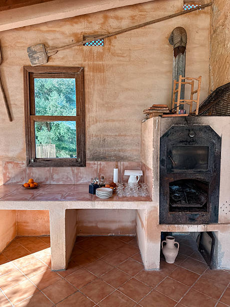 istock Front View of Rustic Vintage Outdoor Kitchen 2246327817