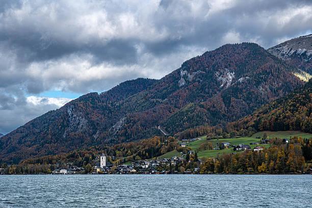 St. Wolfgang and the small town St. Wolfgang im Salzkammergut, Upper Austria, Austria, Europe
