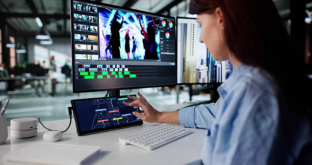 istock Professional Woman Color Grading Video On Laptop 2246331820