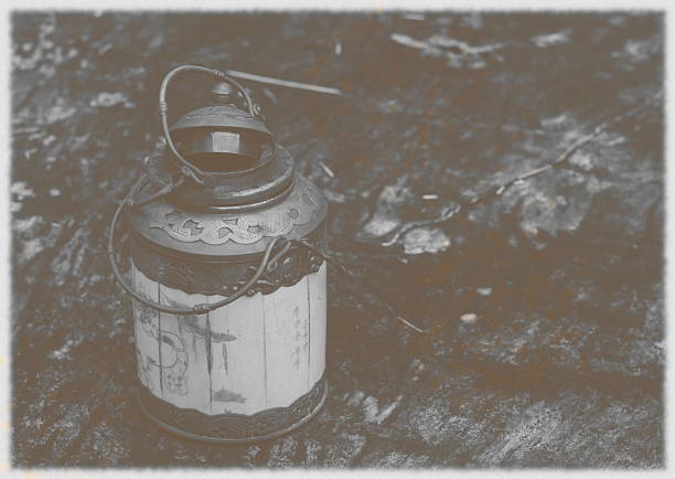 Antique Opium Water Pot, Old Photo Effect.