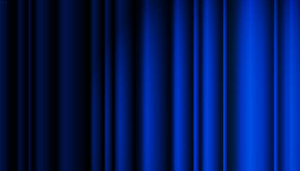 istock Blue velvet theater curtain with wavy drape and spotlight, luxury stage vector background for Broadway show, gala event or awards ceremony presentation design 2246333416
