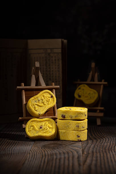 Yellow desserts and pastries filmed in the studio