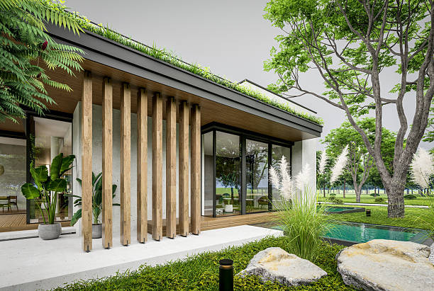 istock 3d rendering of two-story house with concrete facade overcast 2246336361