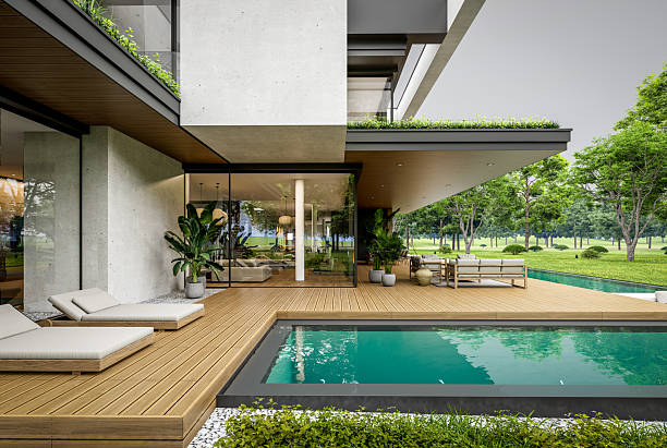 istock 3d rendering of two-story house with concrete facade overcast 2246336363