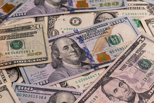 istock Close Up Full Frame Scattered US Dollar Banknotes Background 2246336389