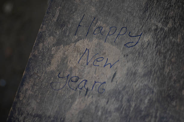istock Happy new year message written in dust on a textured surface 2246338233