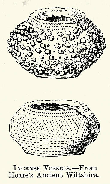 British ancient history, Archaeology, Incense vessels from Hoare's ancient Wiltshire Vintage illustration, 19th Century, Victorian
