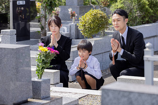 istock Asian family visiting the grave 2246342779