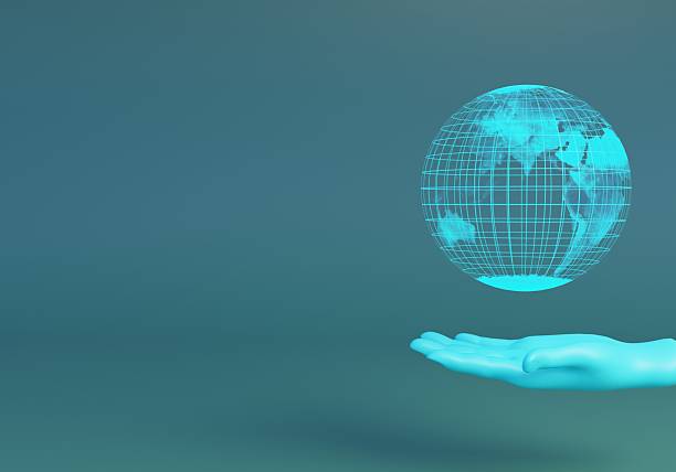 istock 3D planet earth hologram floating on open hand. 2246343268
