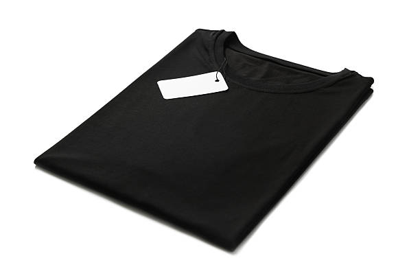 istock Black t-shirt with tag on white background. Mockup for design 2246343584