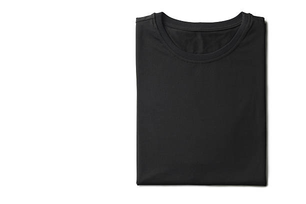 istock Black t-shirt on white background, top view. Mockup for design 2246343585