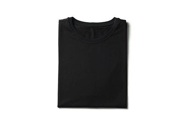 istock Black t-shirt on white background, top view. Mockup for design 2246343586