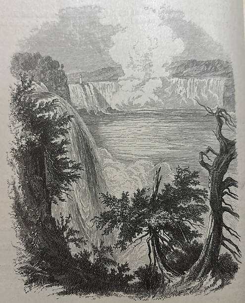 Antique illustration pre 1900 - Niagara Falls from the American side
