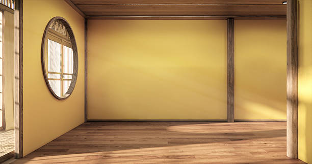 istock Interior scene mock up with yellow wall room minimalism. 3D rendering 2246354257